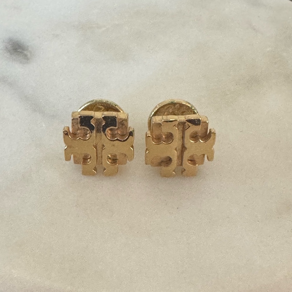 Tory Burch Logo Gold Earrings